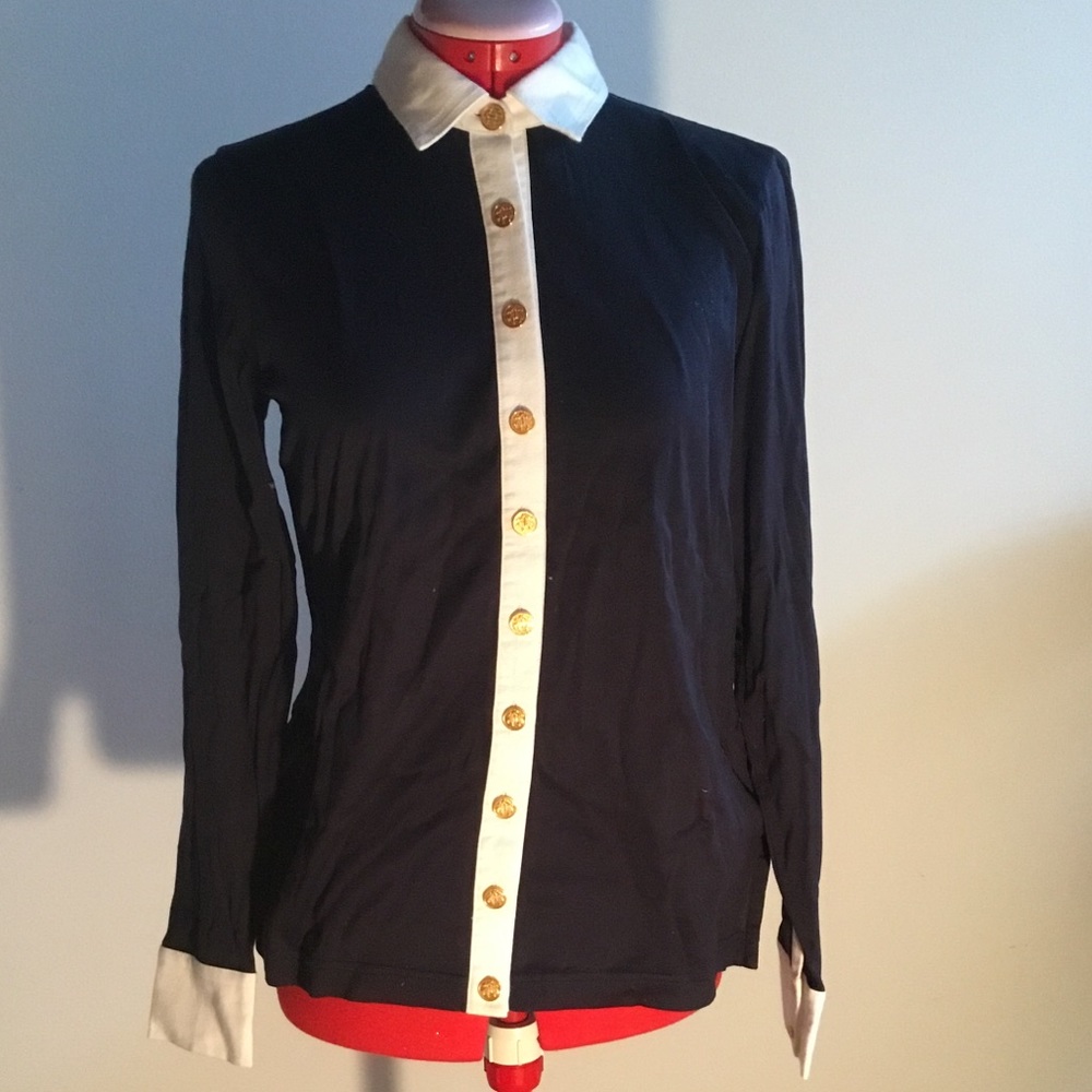 NWOT Brooks Brothers Navy White M Top NEVER WORN